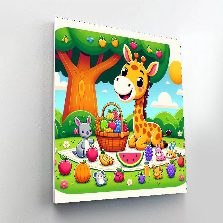 Joyful Giraffe Picnic Paint By Numbers Art