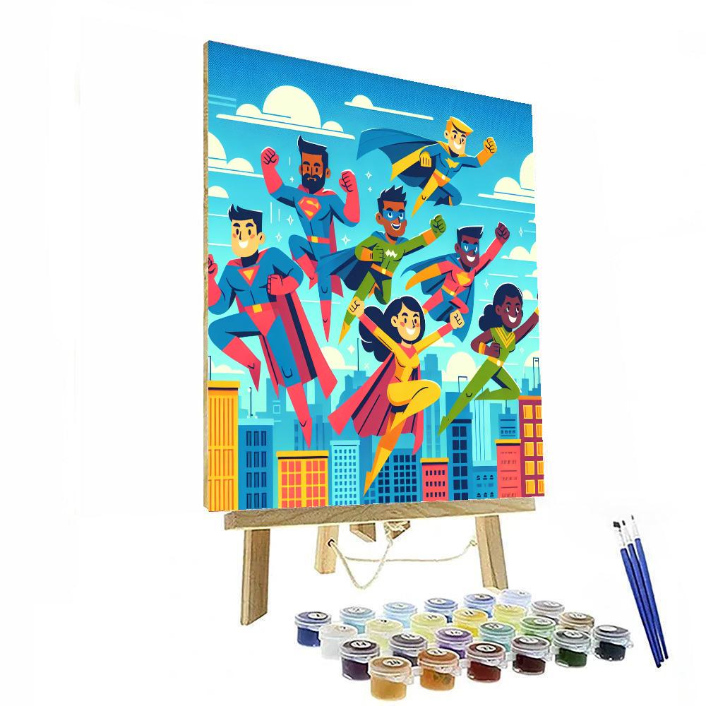 Joyful Superhero Adventure Paint By Numbers Art