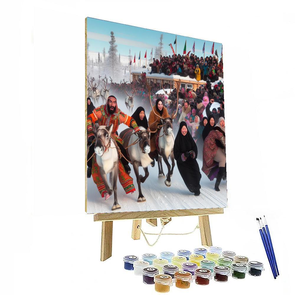 Running Of The Reindeer Number Painting