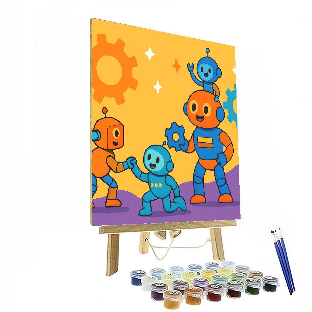 Playful Robot Rescue DIY Paint By Numbers