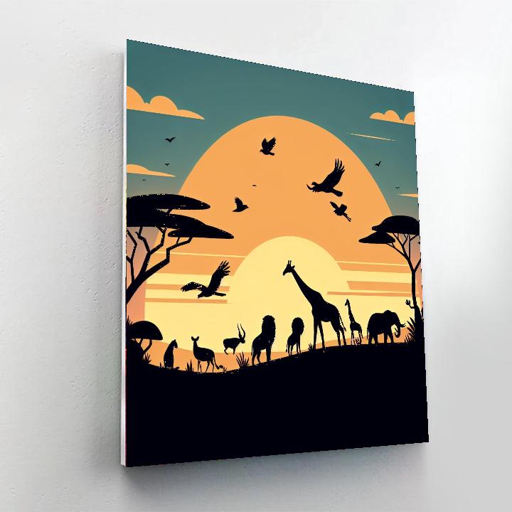Silly Silhouette Safari Paint By Numbers Art