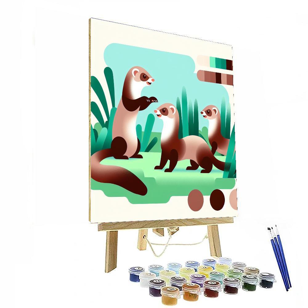 Friendly Ferret Frolic Number Painting