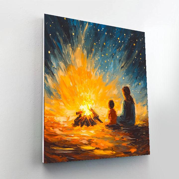 Family Campfire Night Number Painting