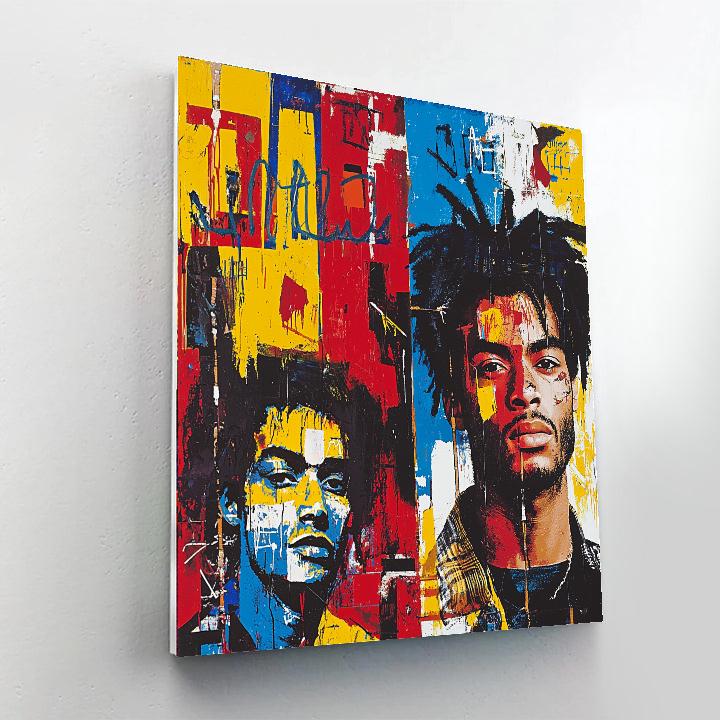Jean-Michel Basquiat Inspired Vibrant Urban Art Collage  Paint By Numbers