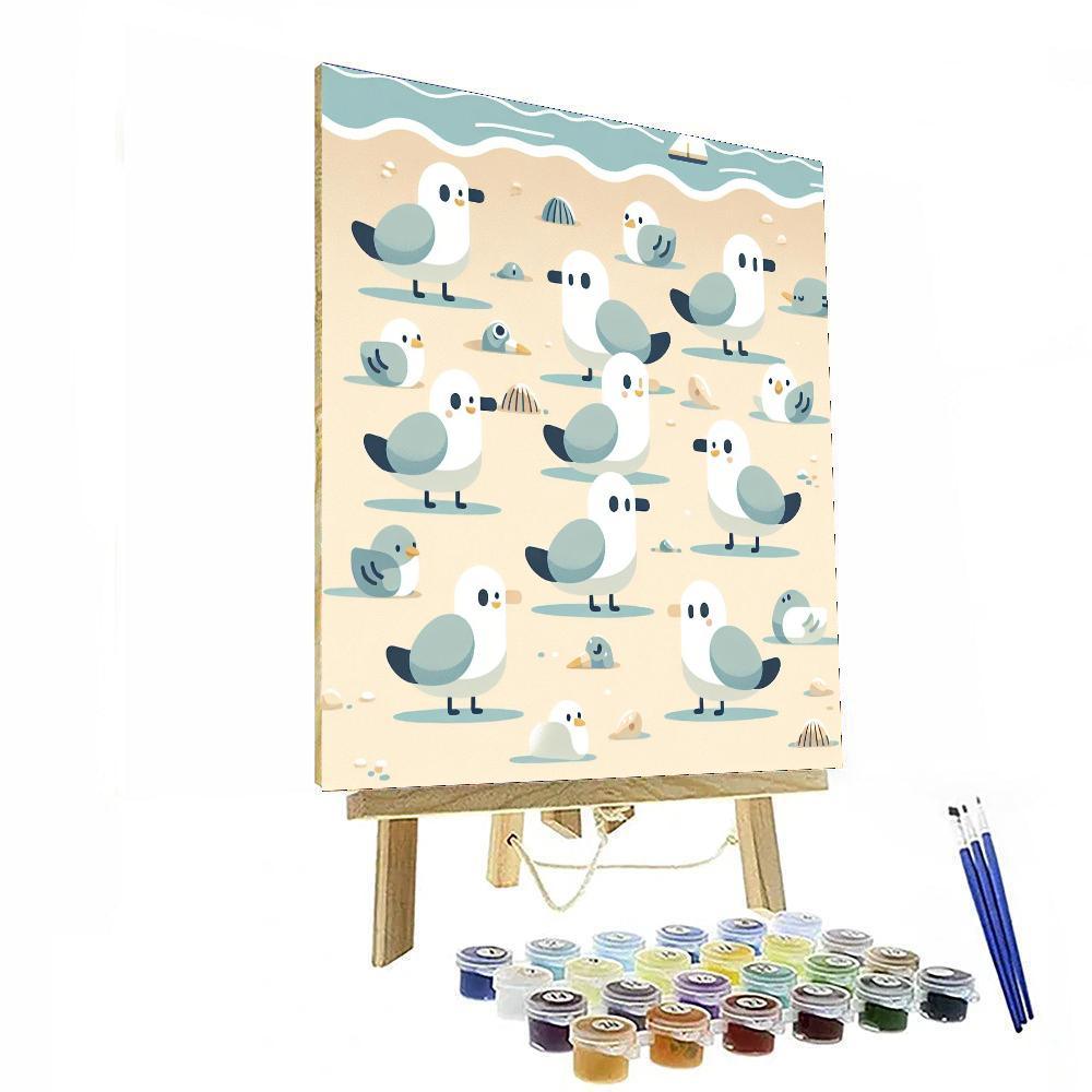 Giggling Gull Gathering Painting Number Kit