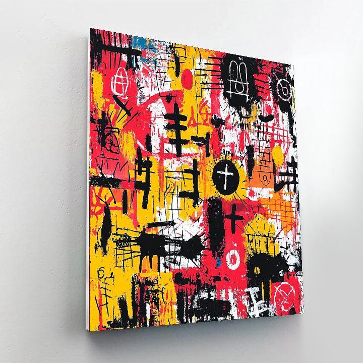 Jean-Michel Basquiat Inspired Symbolic Whispers  Paint By Color