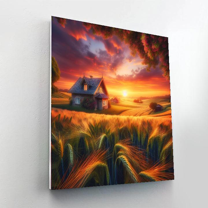 Rustic Farmhouse Sunset Paint By Numbers Art