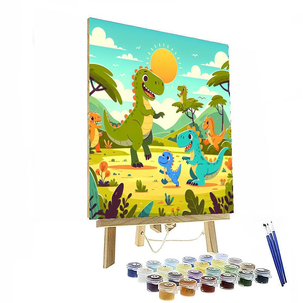 Colorful Dino Friends Paint By Numbers Art