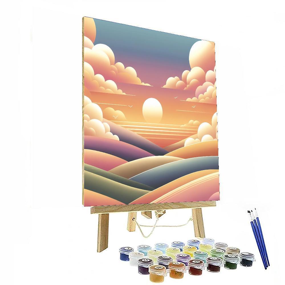 Serene Sunset Over Hills Numbered Painting Kits