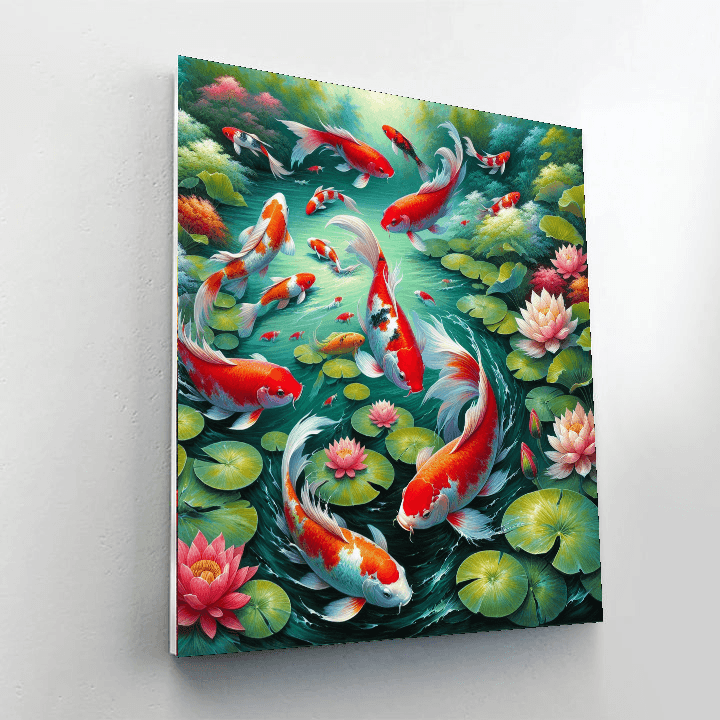 Colorful Koi Fish Pond Painting By Numbers Kit