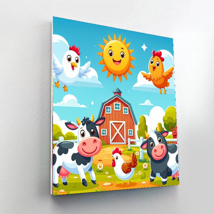 Cheerful Farmyard Frolics Paint By Numbers Art