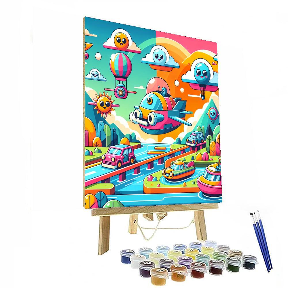 Whimsical Vehicles Painting By Numbers Kit