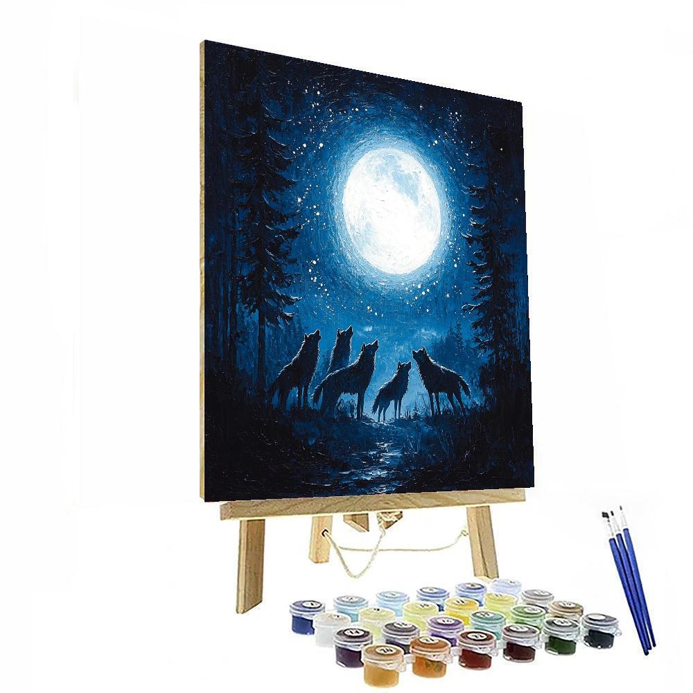 Caspar David Friedrich Inspired Majestic Wolves In Moonlight  Paint By Number