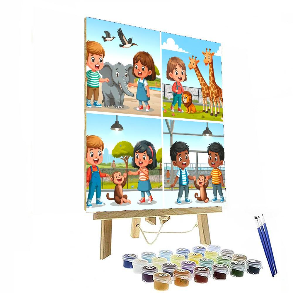 Playful Animals At The Zoo Paint By Numbers Kits