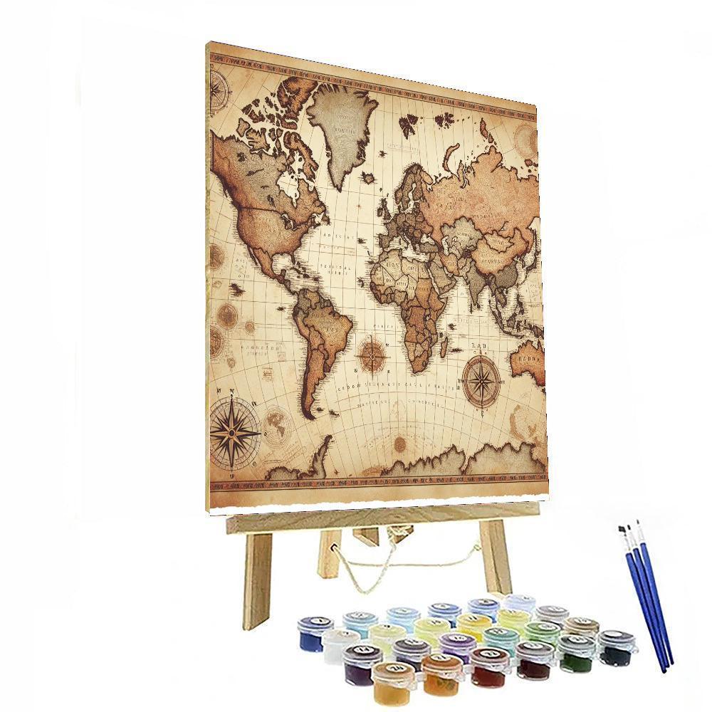 Vintage Map Exploration Number Painting