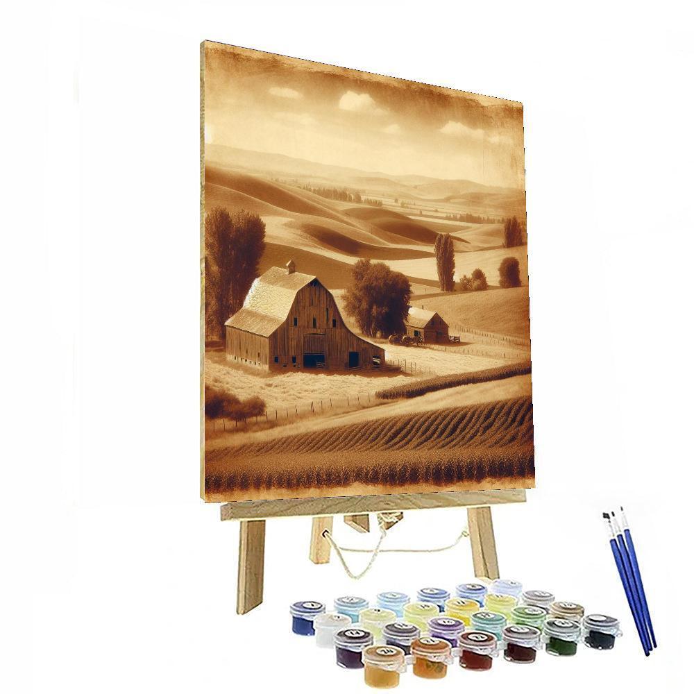 Vintage Farmstead View Paint By Numbers Art