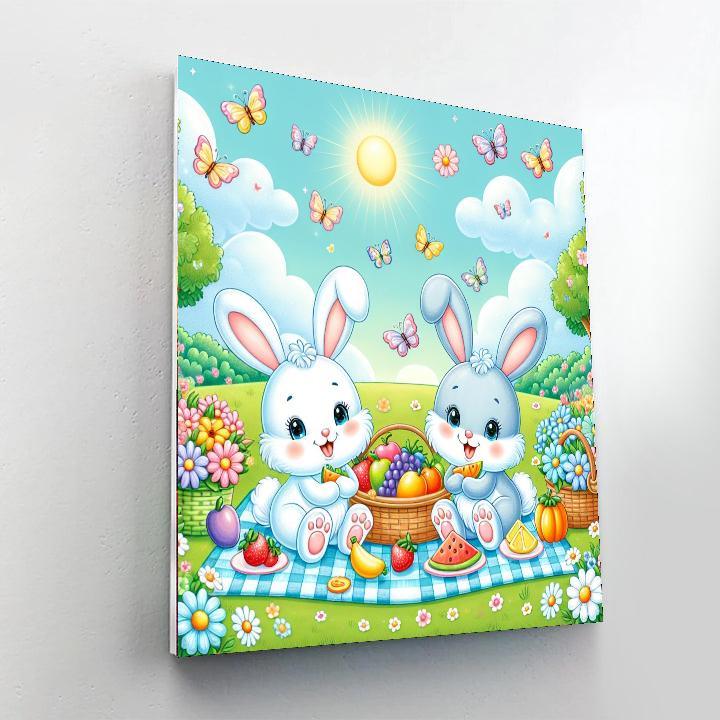 Bouncing Bunny Picnic Paint By Numbers