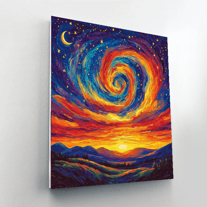 Vincent Van Gogh Inspired Sunset In Starry Sky  Paint By Numbers