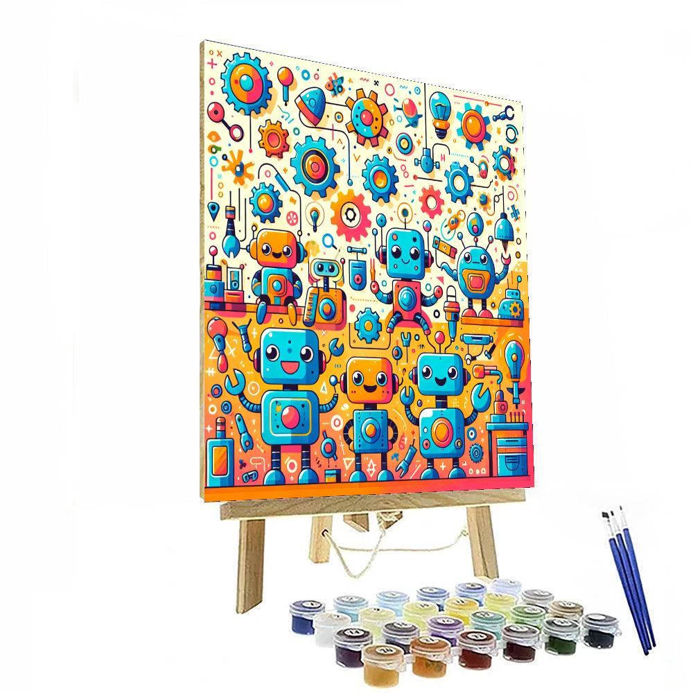 Cheerful Little Robots Numbered Painting Kits