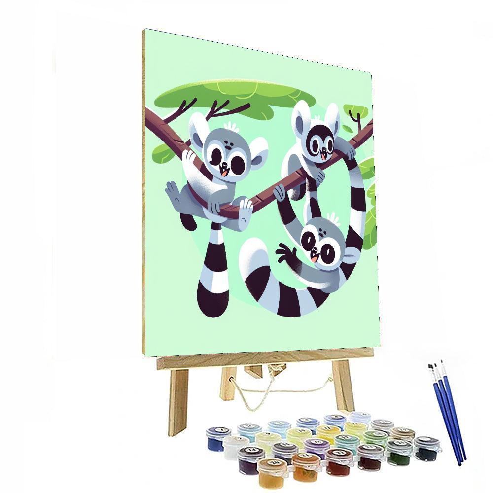 Lively Lemur Playtime Painting Number Kit