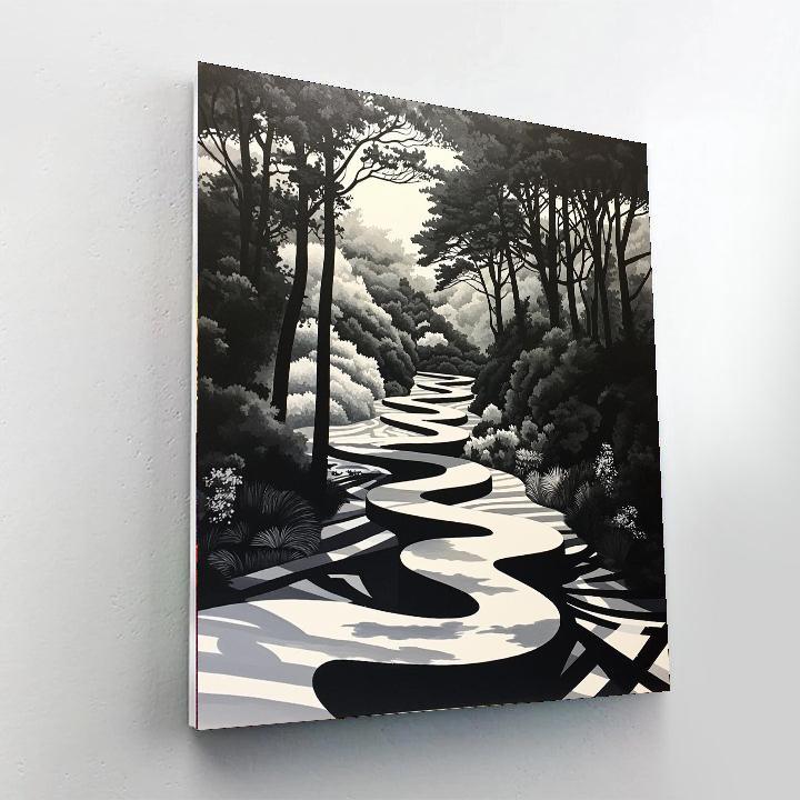 M.C. Escher Inspired Paradoxical Garden  Number Painting