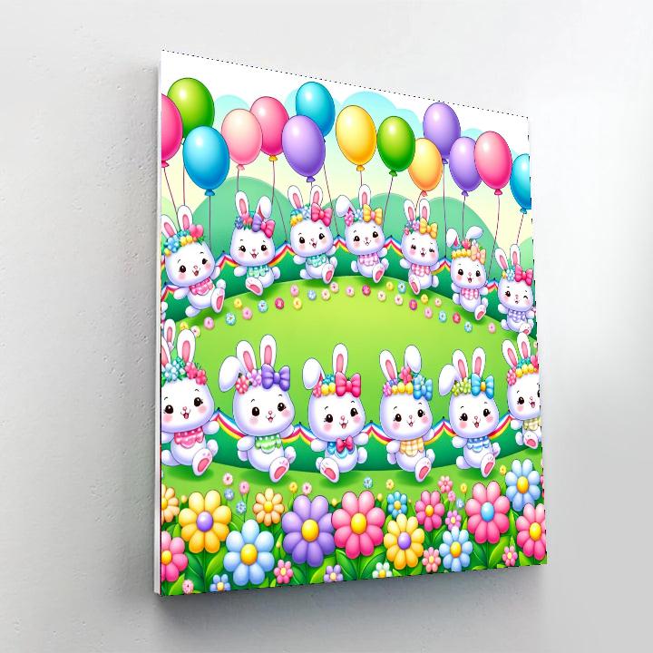 Bouncy Bunny Parade Paint By Numbers Art