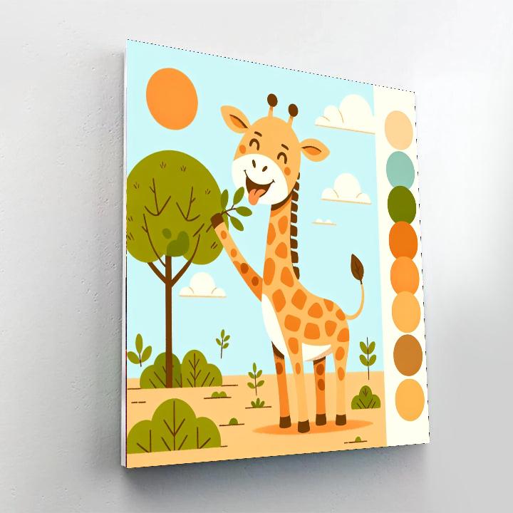 Joyful Giraffe Safari Number Painting