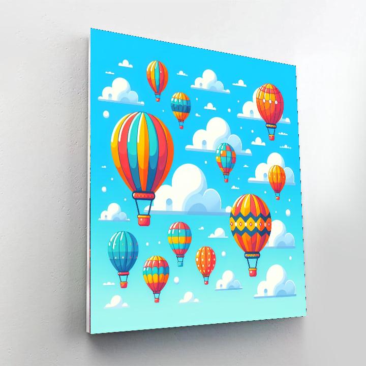 Floating Hot Air Balloons Number Painting