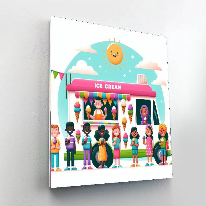 Charming Ice Cream Truck Paint By Numbers Art