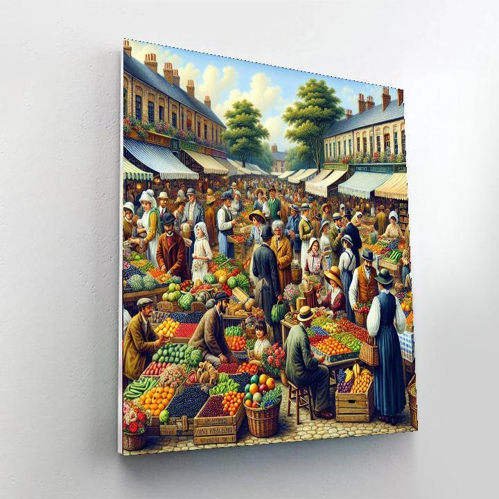 Vintage Market Scene Paint By Number