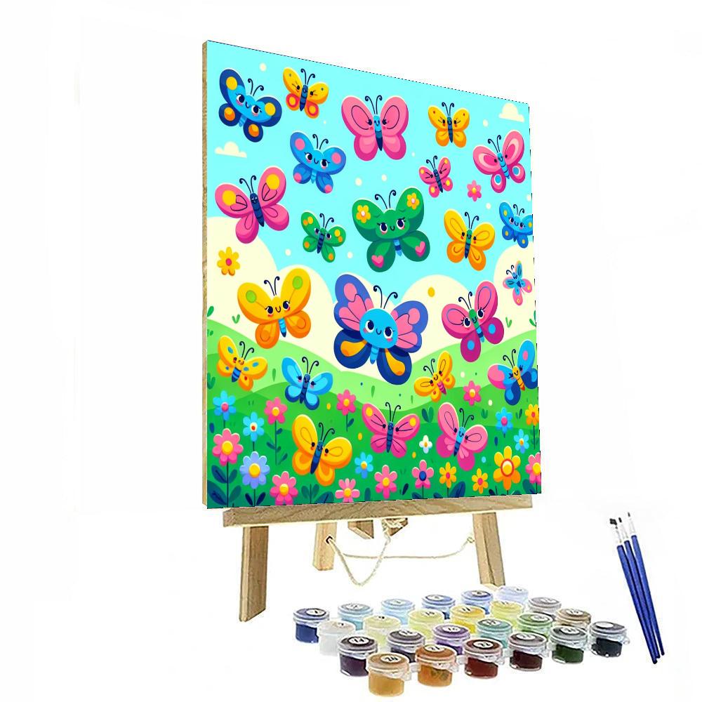 Rainbow Butterfly Parade Paint By Numbers Art