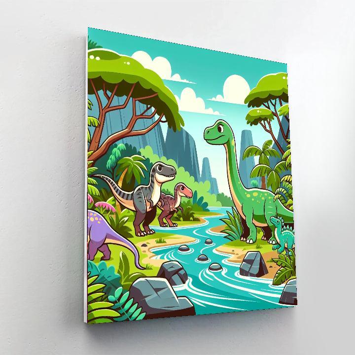 Dinosaurs In The Jungle Painting By Numbers Kit
