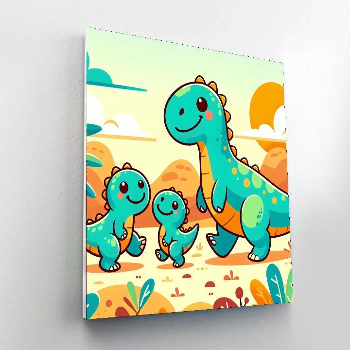 Charming Dinosaur Family Paint By Numbers Kits