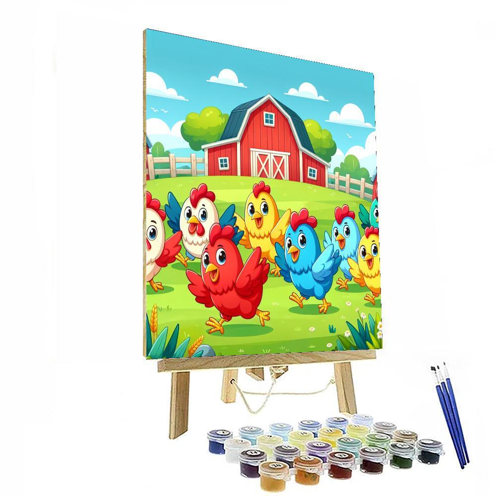 Cheerful Chickens Paint By Numbers Art