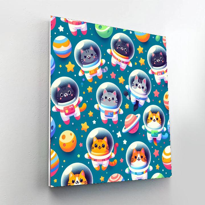 Curious Space Cats Painting By Numbers Kit