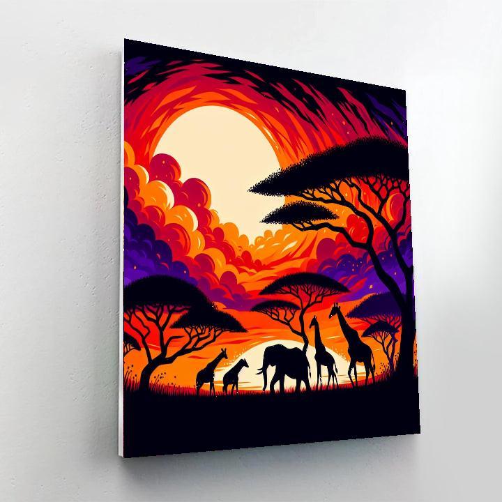 Silhouetted Safari Adventure Number Painting