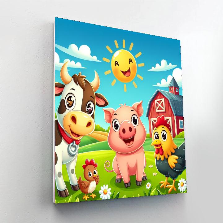 Curious Farm Animals Numbered Painting Kits