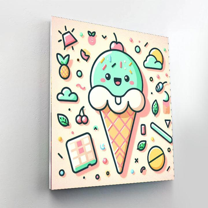 Excited Ice Cream Cone DIY Paint By Numbers