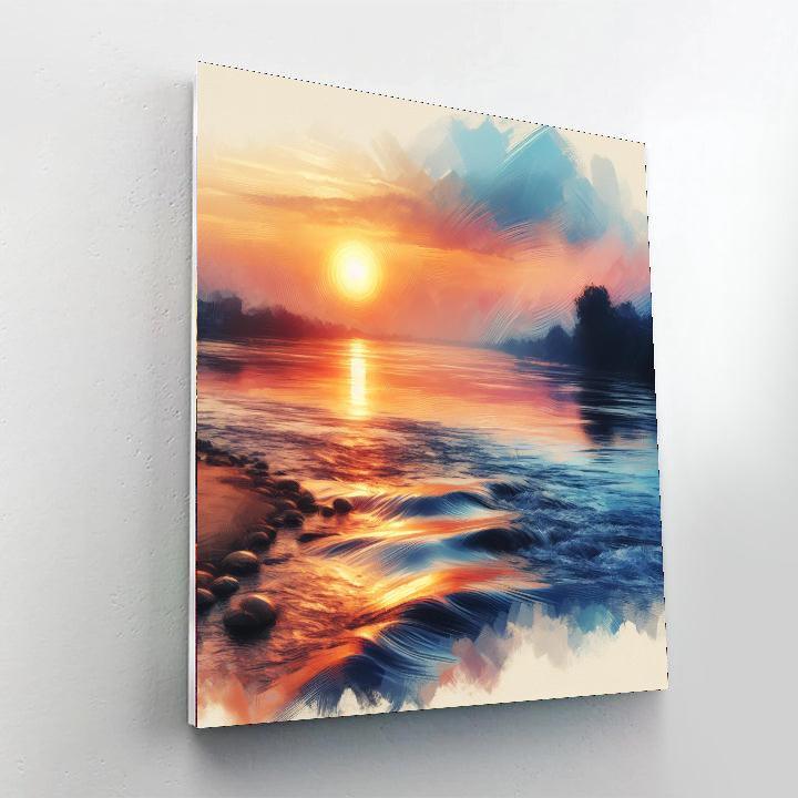 Riverside Sunset Glow Numbered Painting Kits