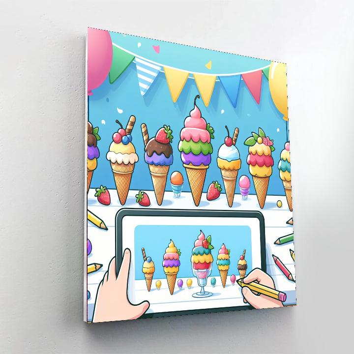 Ice Cream Party Extravaganza Painting Number Kit