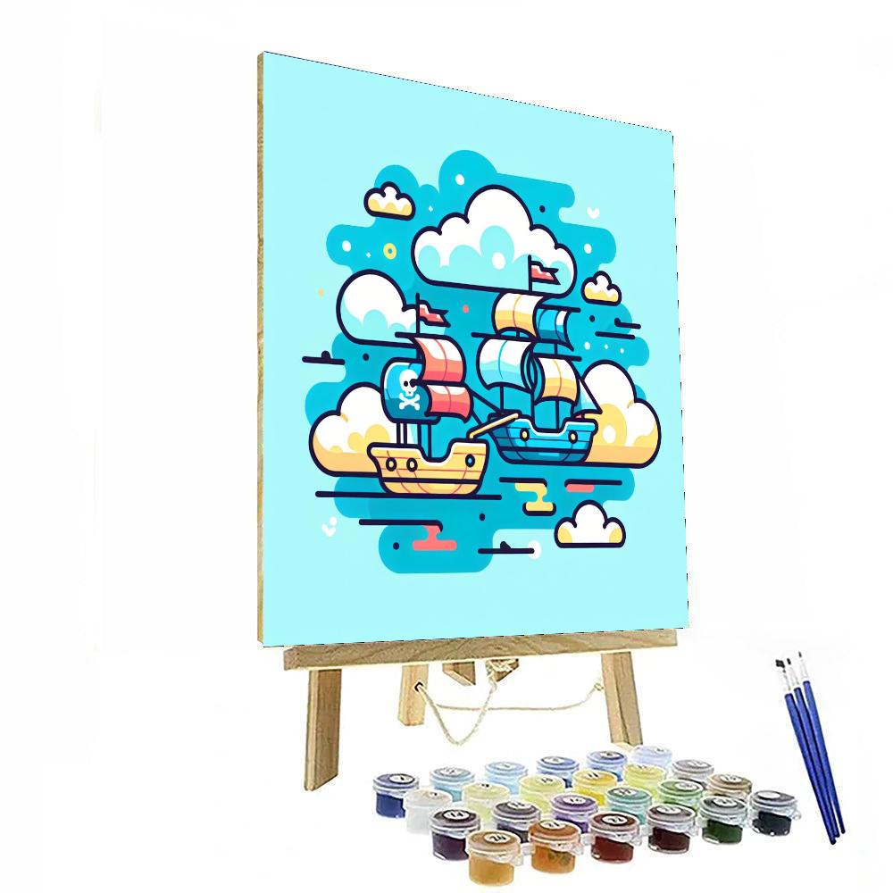 Cloudland Pirate Ships Paint By Numbers Art