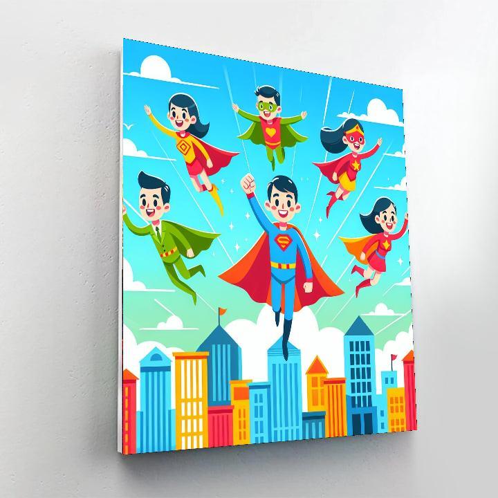 Brave Superheroes In Action Paint By Numbers
