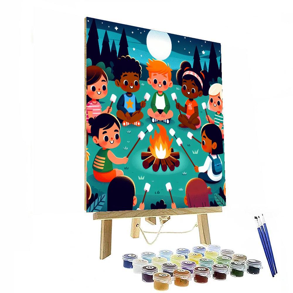 Dreamy Starry Night Campout Paint By Numbers Art