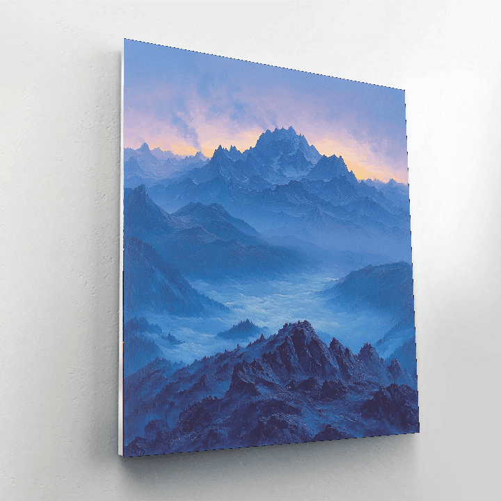 Caspar David Friedrich Inspired Vibrant Mountain Panorama  Numbered Painting Kits