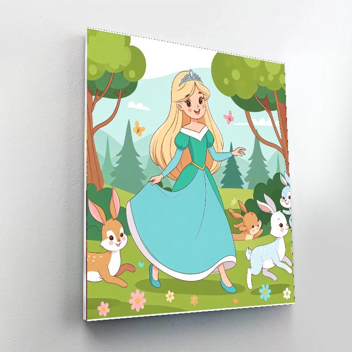 Princess And Her Forest Companions DIY Paint By Numbers