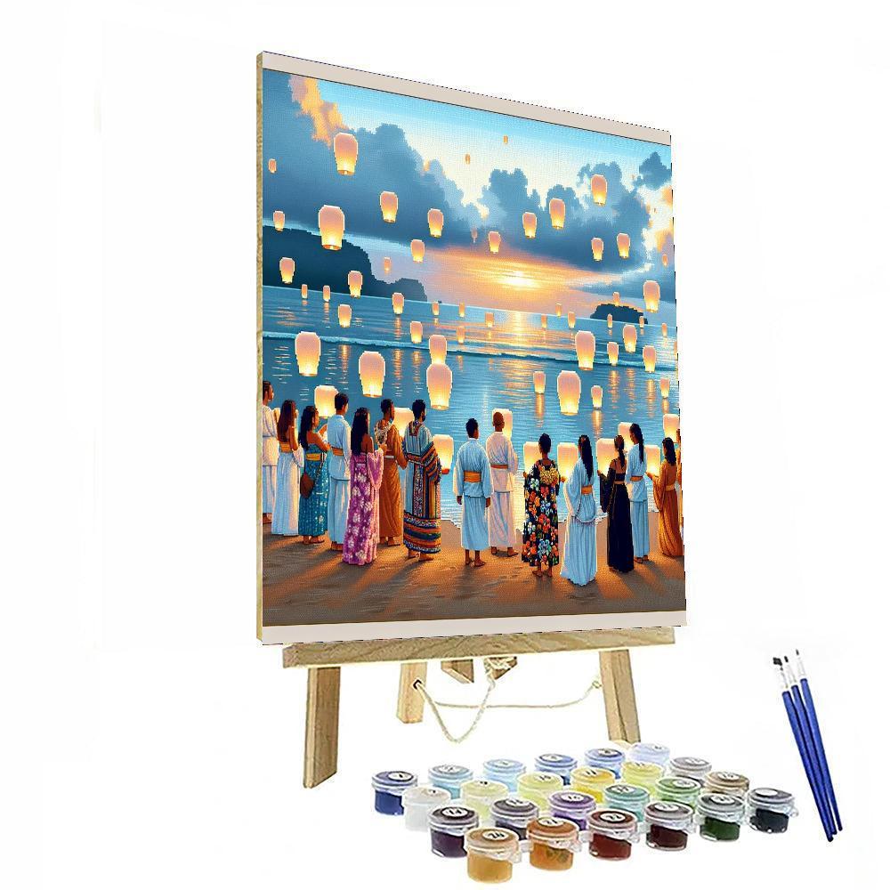 Lantern Floating Festival - Hawaii Paint By Color