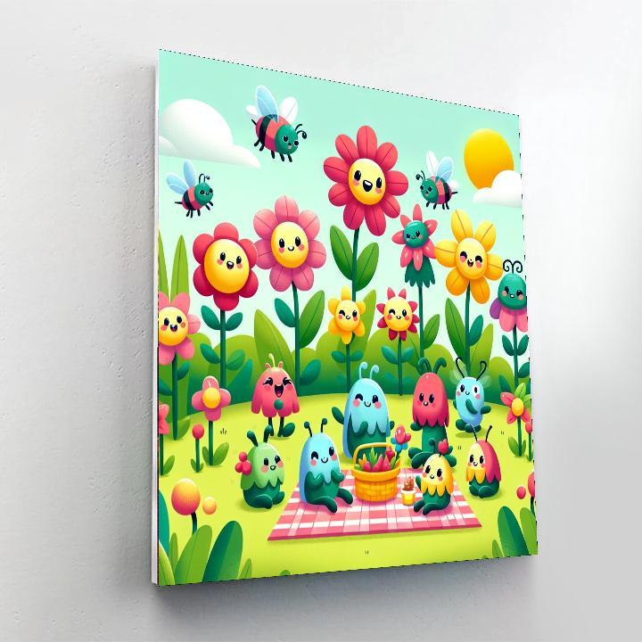 Giggling Garden Picnic Paint By Numbers Art