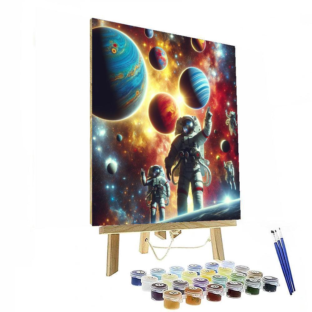 Astronauts And Planets Delight Painting By Numbers Kit