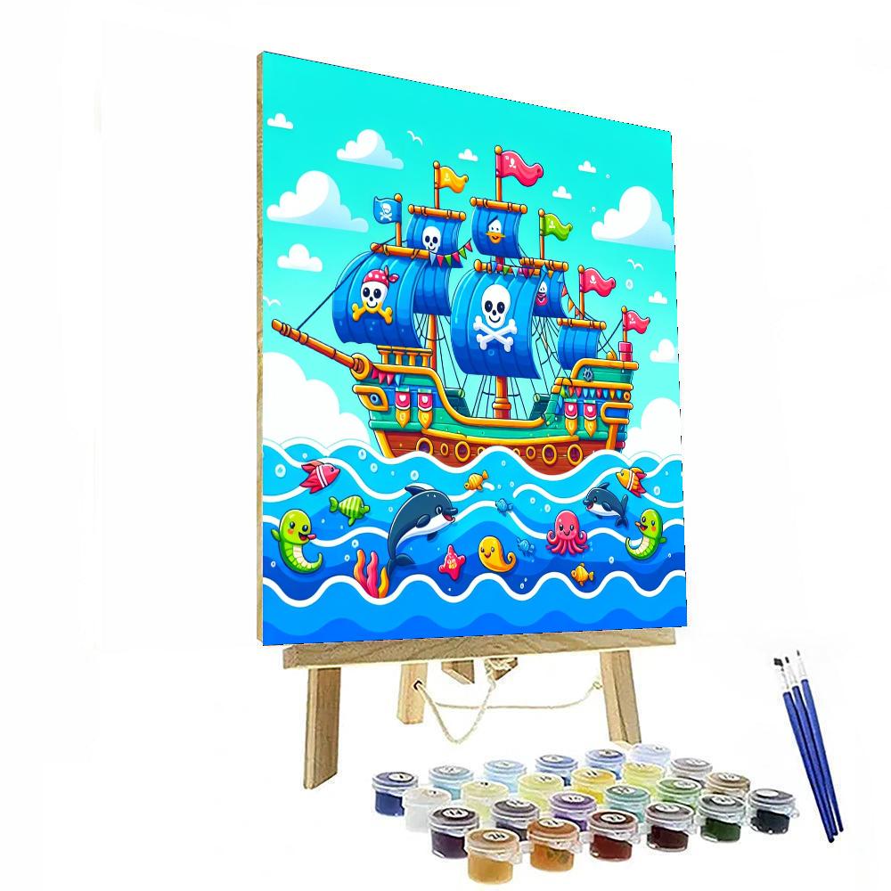 Whimsical Pirate Ship DIY Paint By Numbers