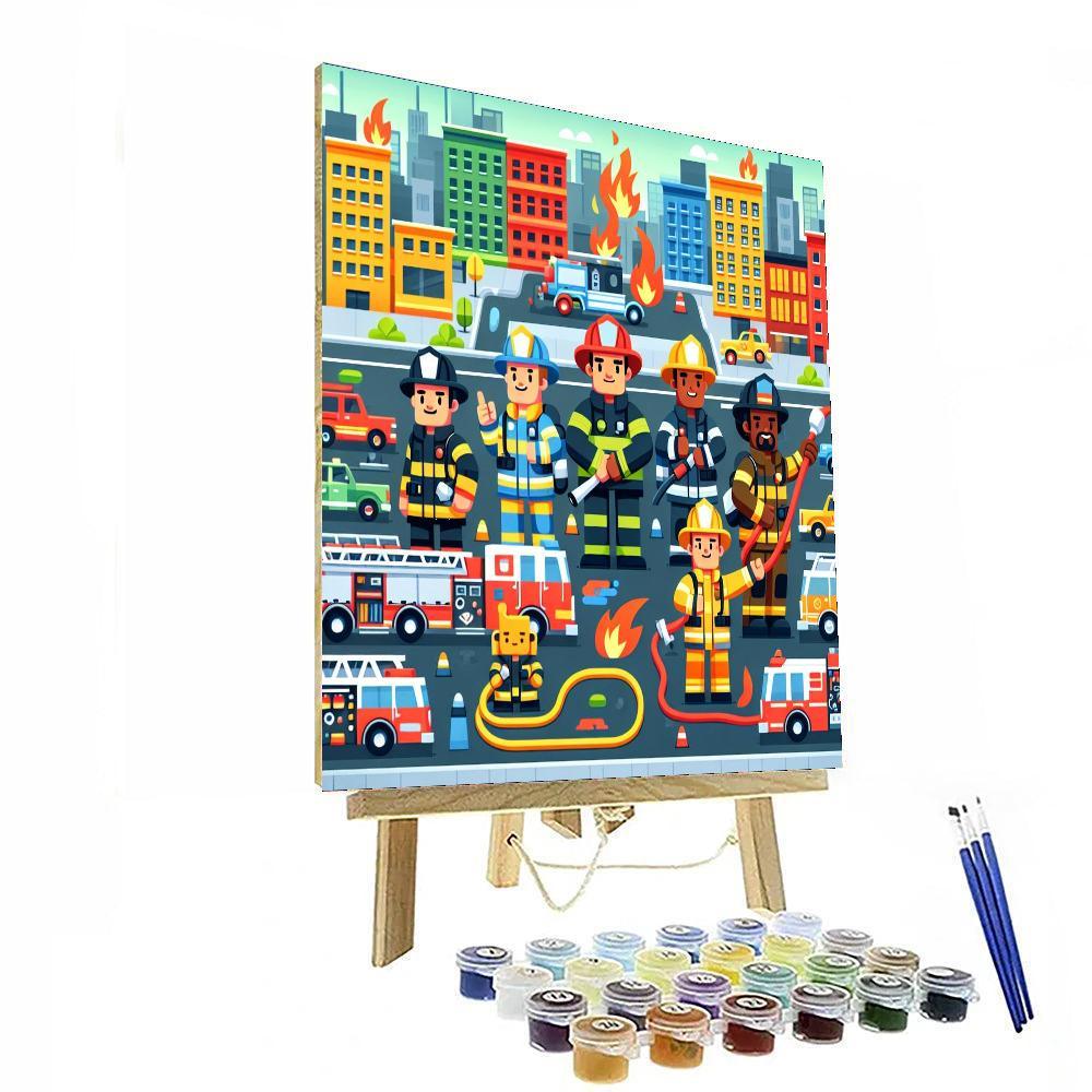 Friendly Firefighters To The Rescue Numbered Painting Kits